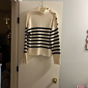 Nautical-Inspired Cream and Black Striped Sweater